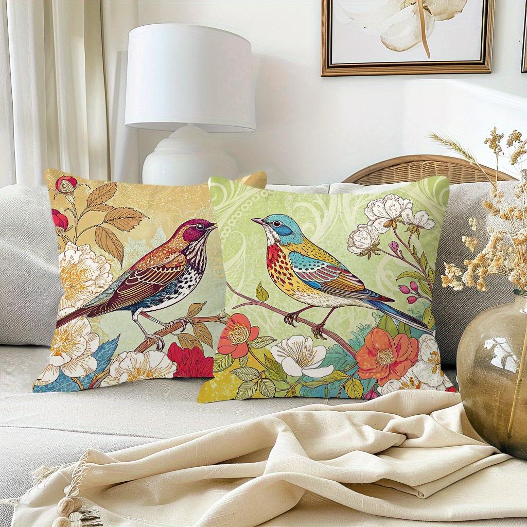 1/4pcs Vintage Floral Bird Throw Pillow Covers Rustic Farmhouse Decorative Cushion Cases for Home Sofa Bedroom Cushion cover