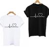 Hochwertiges Sommer Damen Rundhals T-Shirt mit Print und modischem Herzschlag-Design