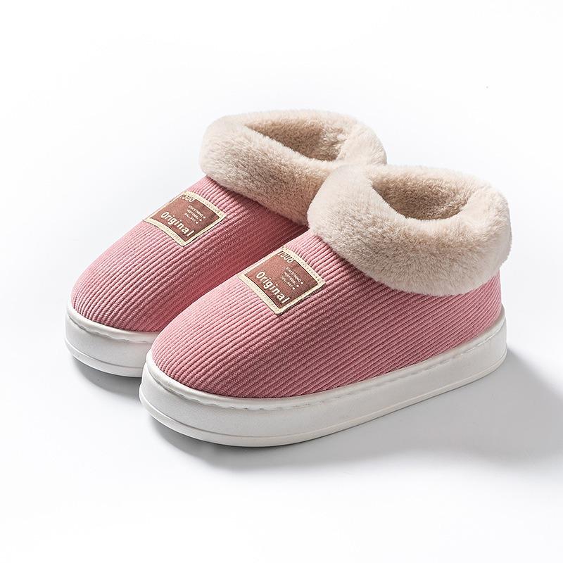 New striped cotton slippers, warm, comfortable and non-slip indoors at home, autumn and winter couples can wear men's cotton tows outside