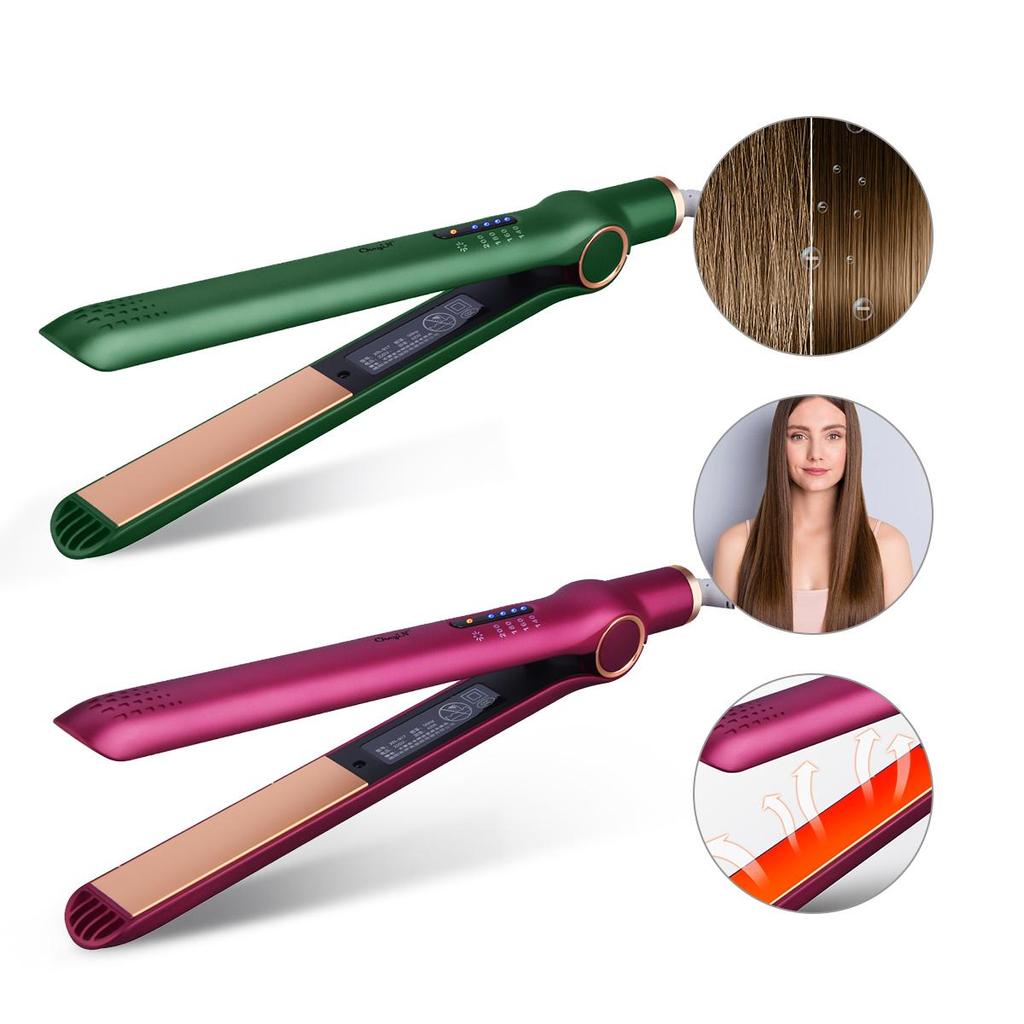 Ckeyin 2 en 1 plancha para el cabello y rizador de doble uso de textura  esmerilada de 26 mm alisado y rizador de cabello para uso húmedo y seco  comprar a buen