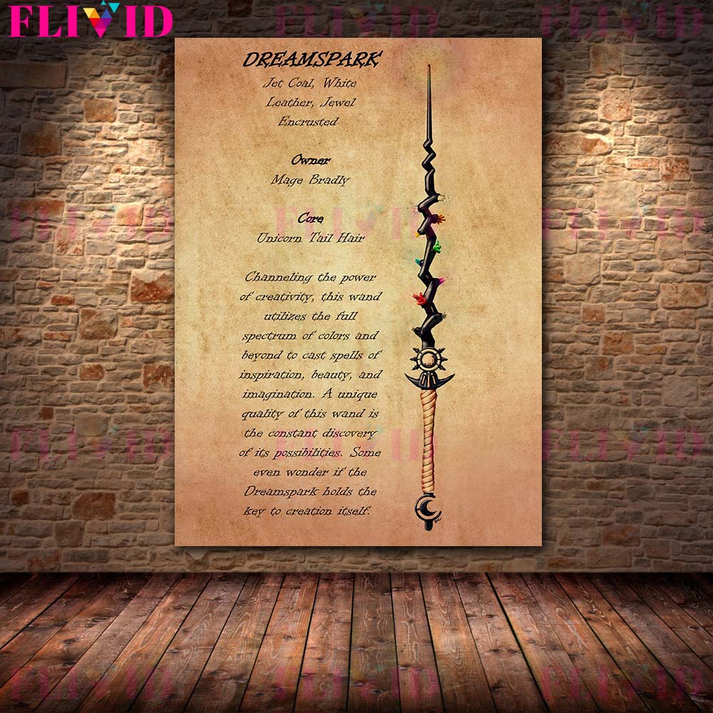 Zauberstab-Wissenskarte, Ölgemälde, Quelle der Magie, abstrakte Kunstplakate und gedruckte Zauberdekoration