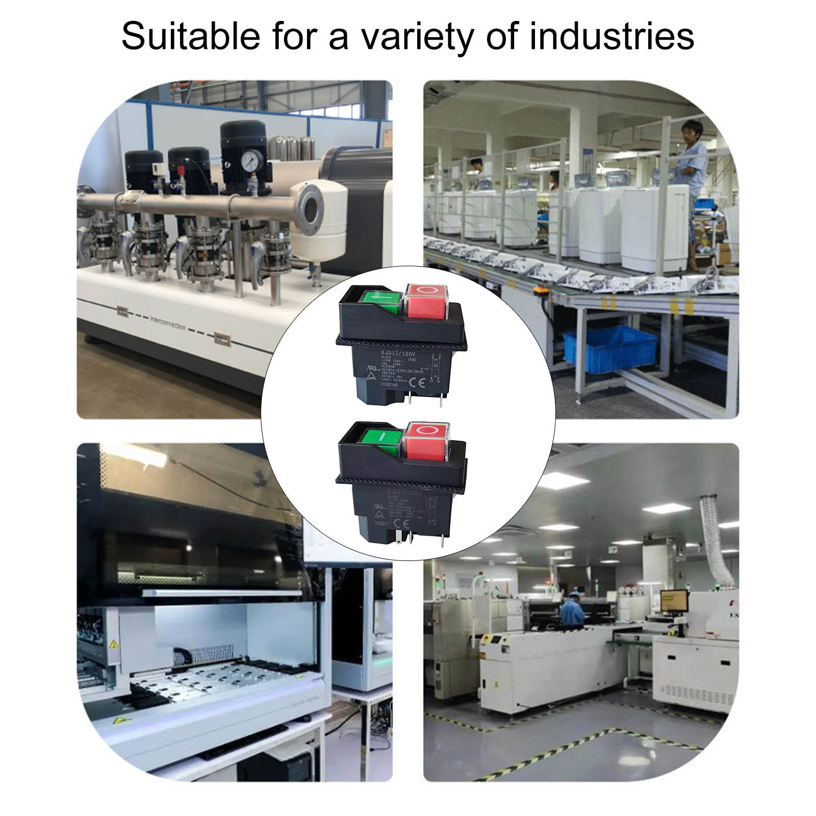 

120V Push Button Electromagnetic Switches Precisions Control Switches High Performances Simple Installs for Power Tool 5P