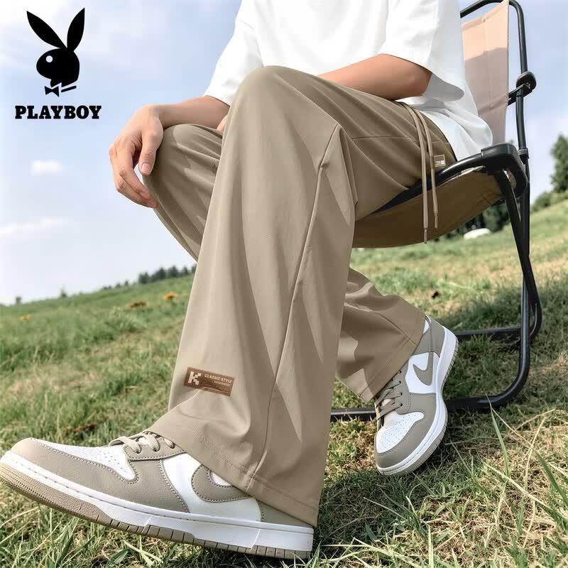 PLAYBOY Men's 2026 Summer Ice Silk Quick-Dry Loose Straight Pants