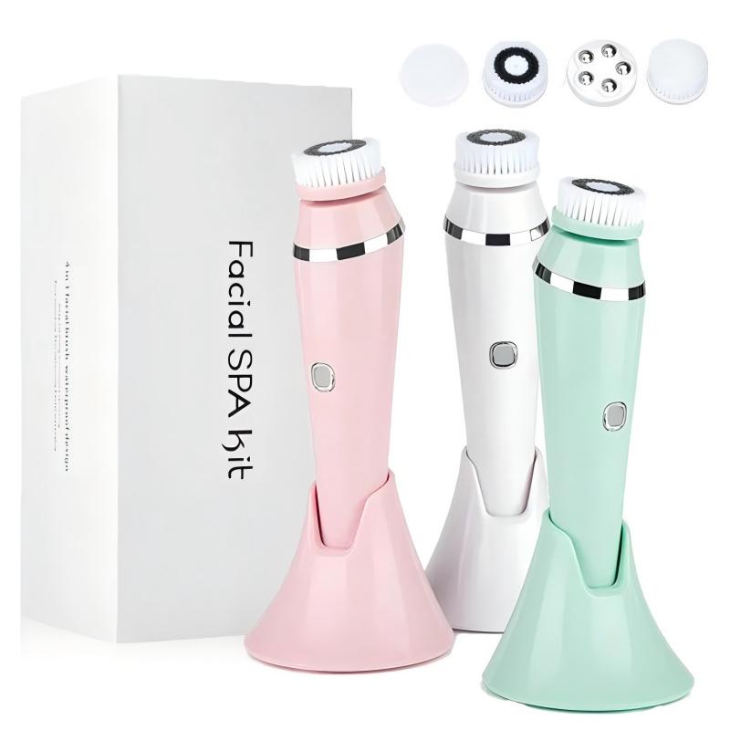 4 In 1 Electric Facial Cleansing Brush Waterproof IPX7 Face Massager Cleansing Device for Deep Cleaning Removal Blackhead Pore