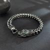 European American New Dark Snake Head Stainless Steel Bracelet Men's Thick Chain Retro Punk Style Personalized Trendy Accessory