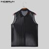 INCERUN Summer Men Sleeveless Zipper Up Vest Mesh See Through Tank Tops