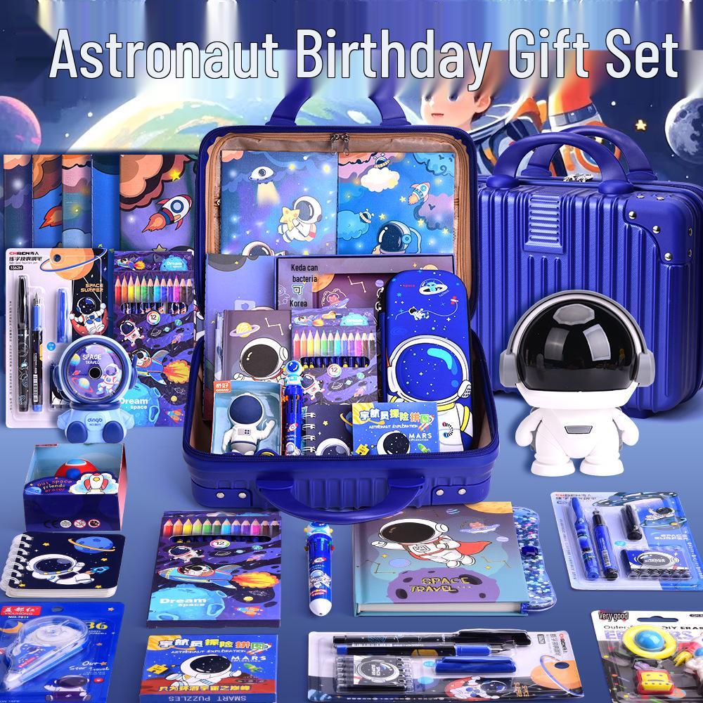 Kids' Astronaut Stationery Gift Set: Cartoon Birthday Party Favor and Student Reward Box