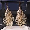 Retro Women's Baroque Style Cluster Hollow Leaves Tassels Hook Dangle Earrings