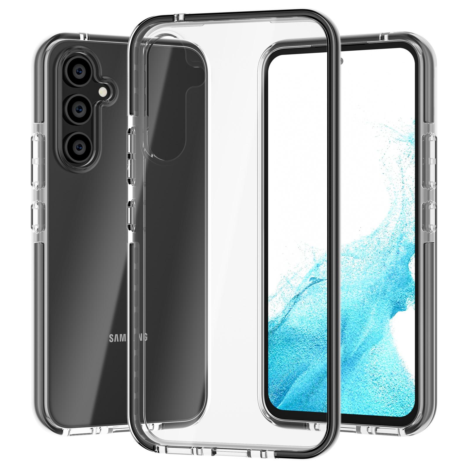 

For Samsung Galaxy A34 5G Bi-color Clear Back Cover Combo Soft TPU+TPE Frame Drop-proof Protective Phone Case Transparent Black