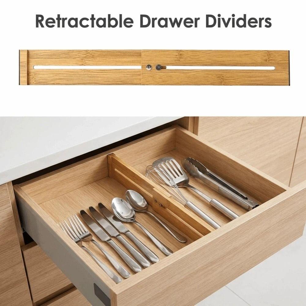 Bamboo Expandable Drawer Separators Creative Adjustable Partition Board  Office Storage
