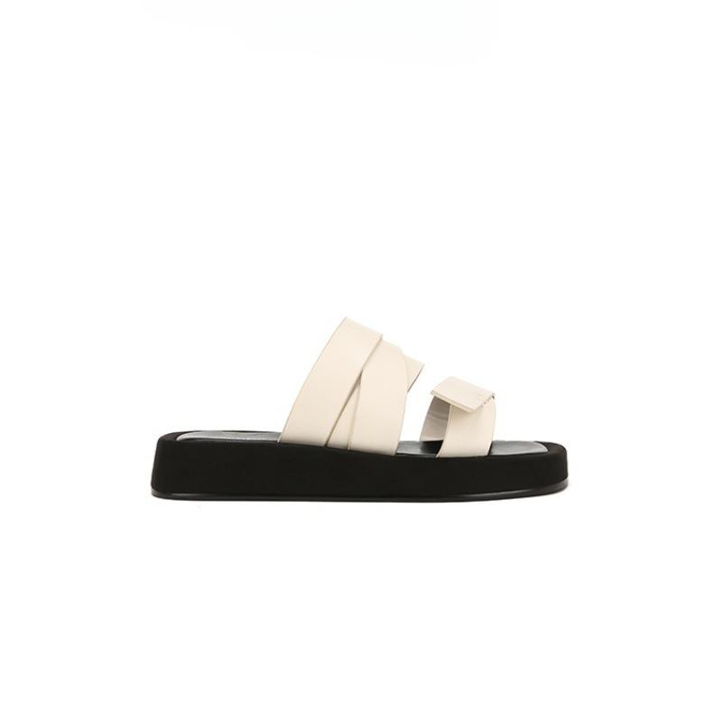 Wrap Around the Belt~ Square Head Thick Bottom Beach Vacation Casual Slippers Women's Sandals Outside Wear Summer