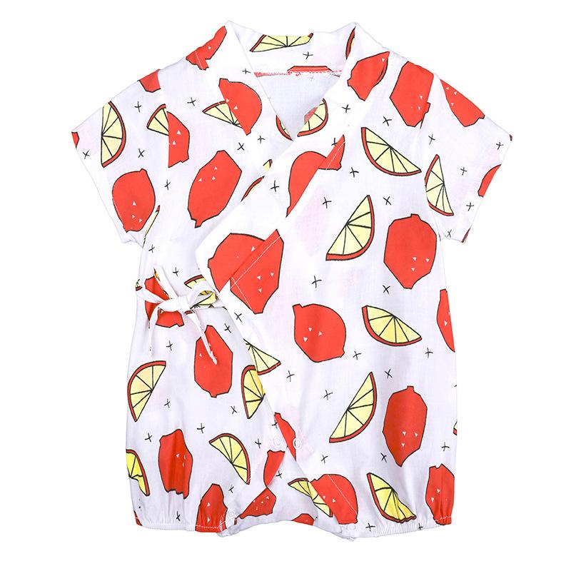KIDDIEZOOM Summer Infant Toddler Newborn Baby Girls Lemon Printed Short Sleeve Bodysuit Casual Baby Boy Jumpsuit Clothes