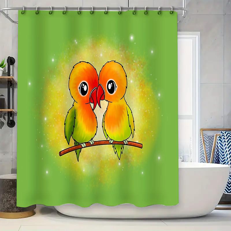 

Cute Parrot Shower Curtain Set Tropical Birds Bathroom Decor Nature Forest Theme Waterproof Fabric Home Decor Art W60H190(CM)-1 Pcs