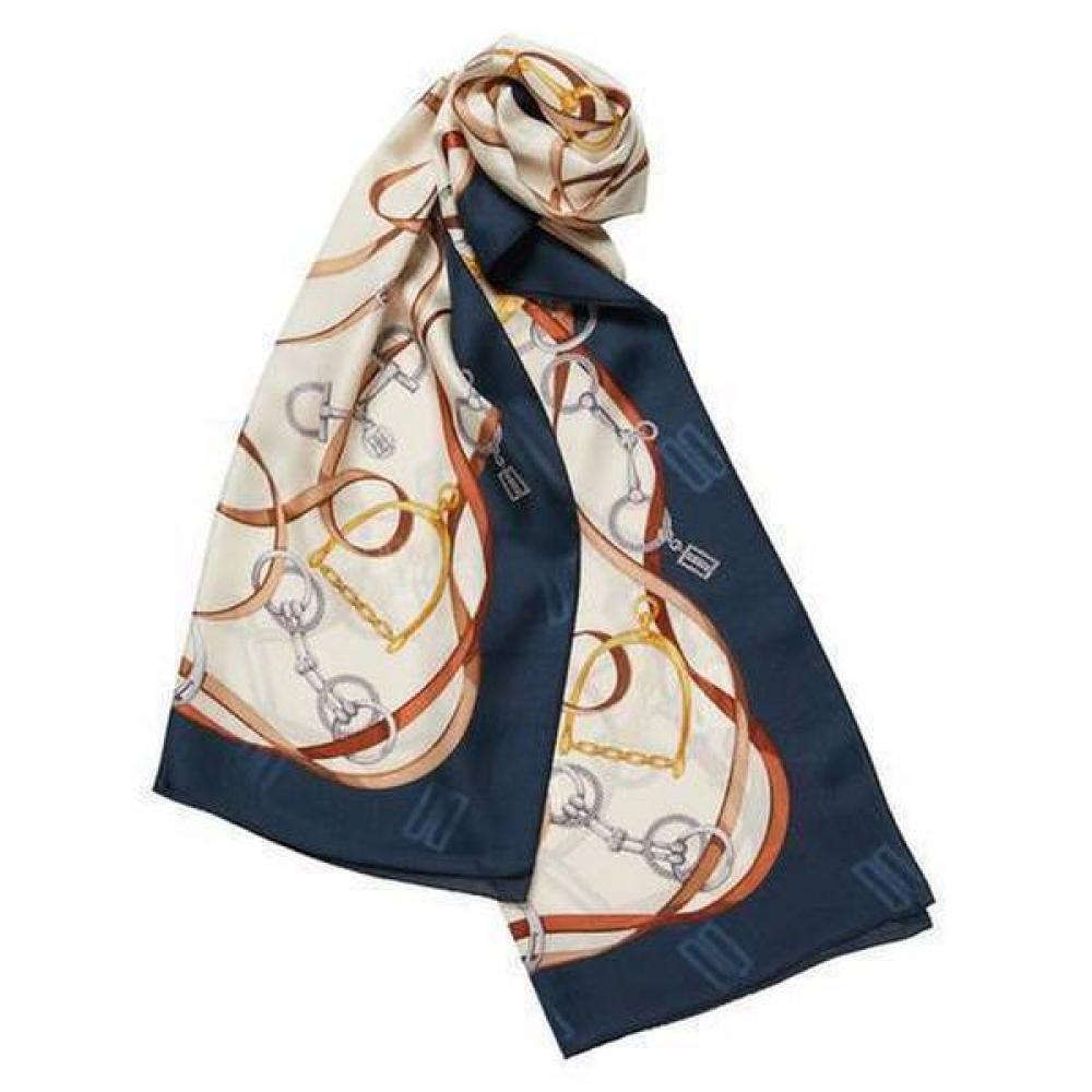 Daks Navy Chain Pearl Point Silk Scarf Dcsc0e011
