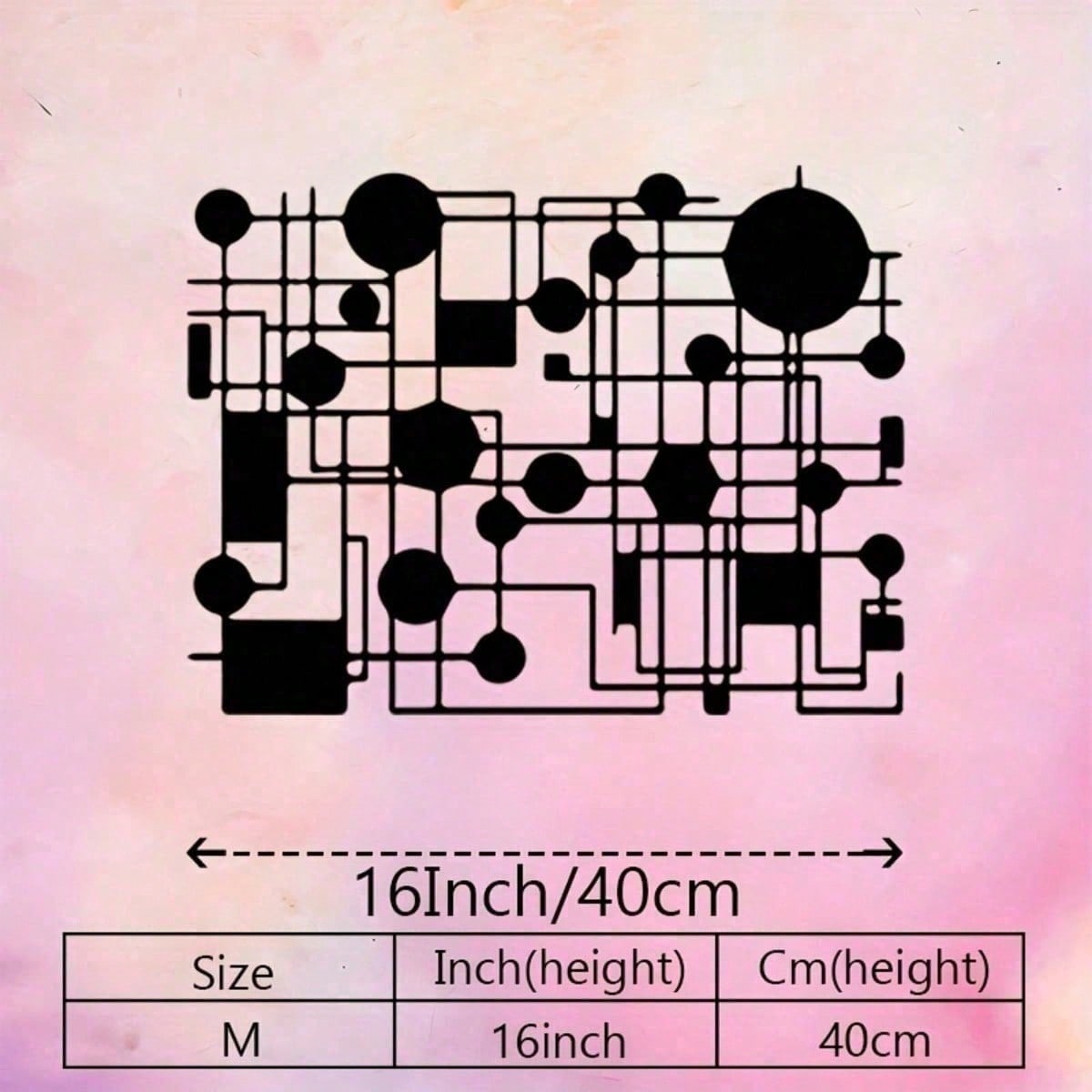 Modern Black Geometric Metal Wall Decor for Indoor Outdoor Use 40x30.5