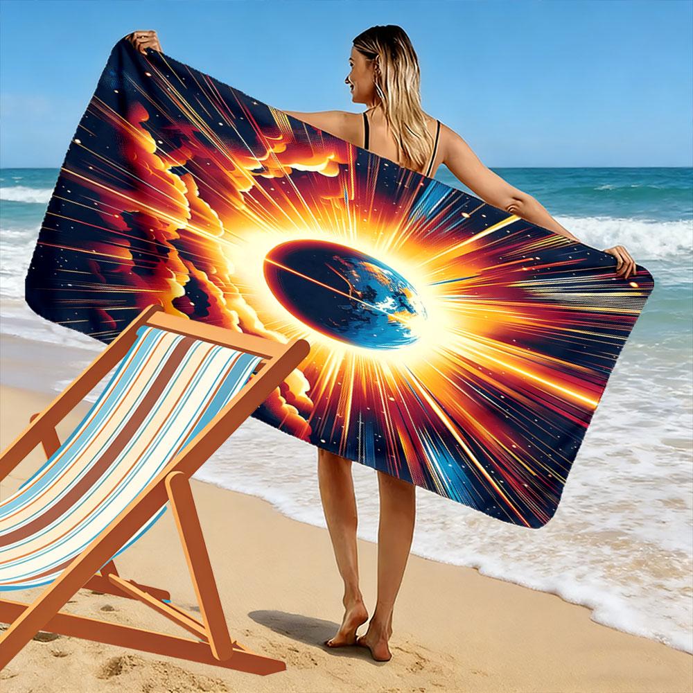 Radiant Cosmic Brilliance Print Beach Towel, Quick Drying, Suitable for Travel, Outdoor Sports, Jogging, the Beach and Swimming, Gift