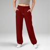Women's Wide Leg Sports Pants Yoga Straight Mid-Rise Drawstring Elastic Low-Waist Clothing With Pockets