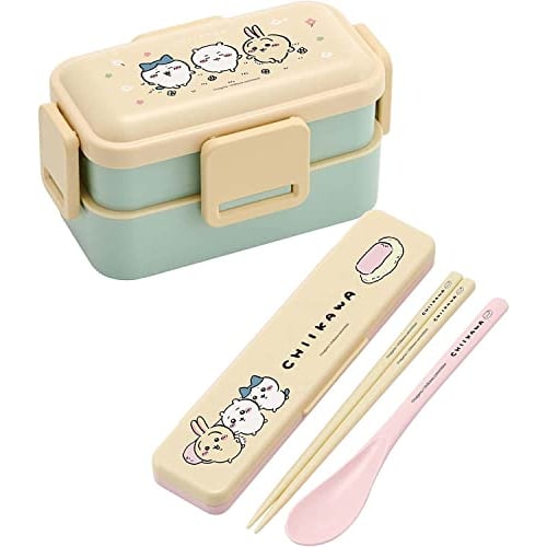 Skater Chopstick Spoon Combination Set 18cm Antibacterial Treated Lunch Box for Adults Comes with Silicone Cushion and Doesn't Make a Sound Made in Ja