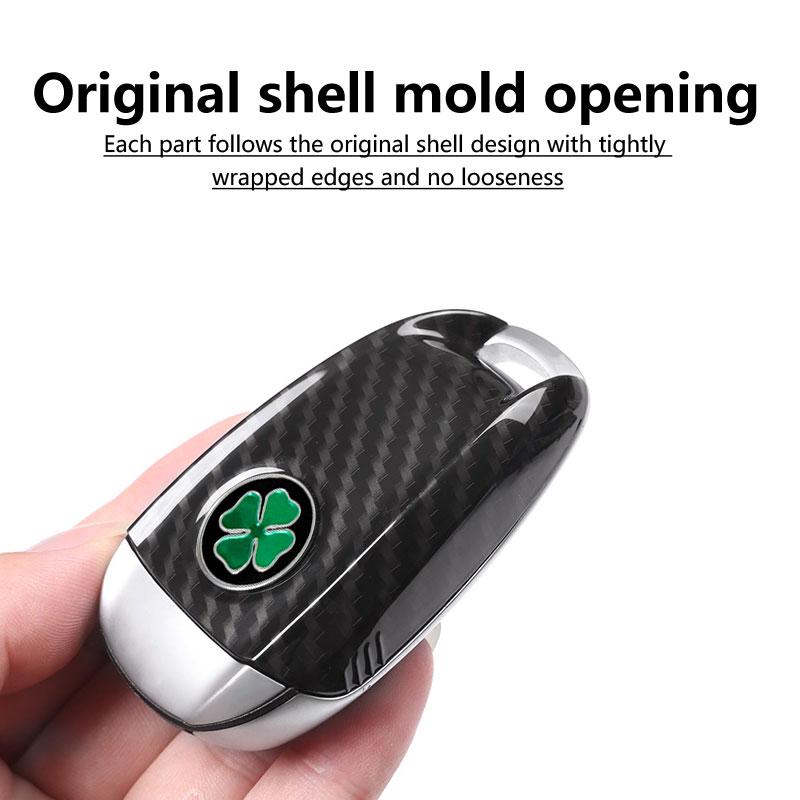 VDNQM1 Car Key Cover Replacement Key Case for Alfa Romeo Giulia Stelvio Tonale Carbon Fiber Style
