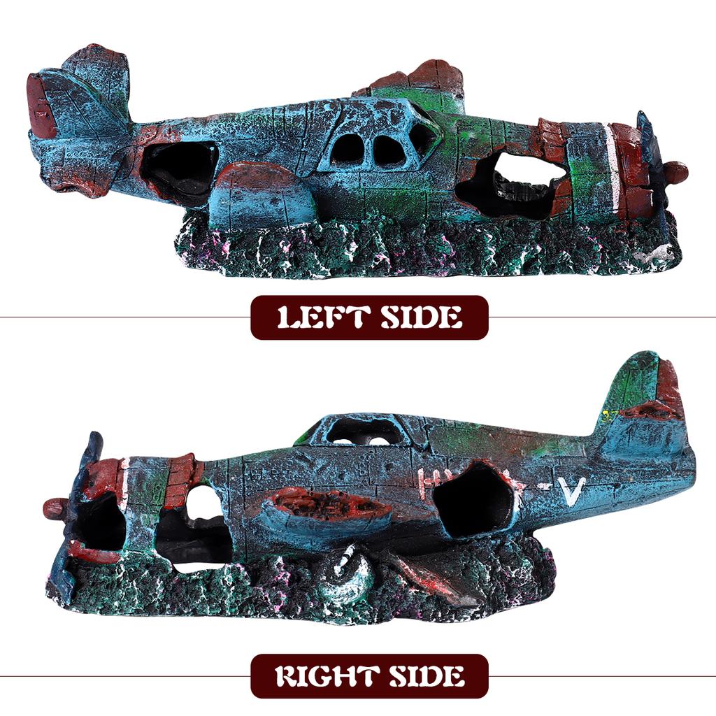  Aircraft Wreckage Decoration Aquarium Tank Ornament Shipwreck Plane Decorations