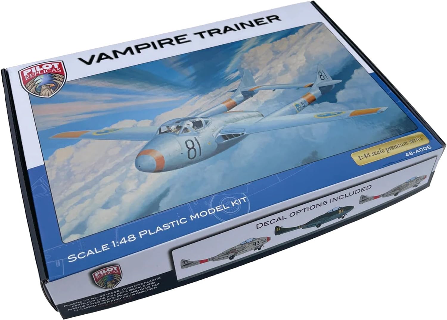 

Pilot Replica Scale Swedish J28C Vampire Trainer Plastic Model Kit PLR48A006 1/48 Two-Seater