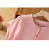 Women Solid Color Ruffle Linen Cotton Shirt Casual Cap Sleeve Breathable Summer Blouse