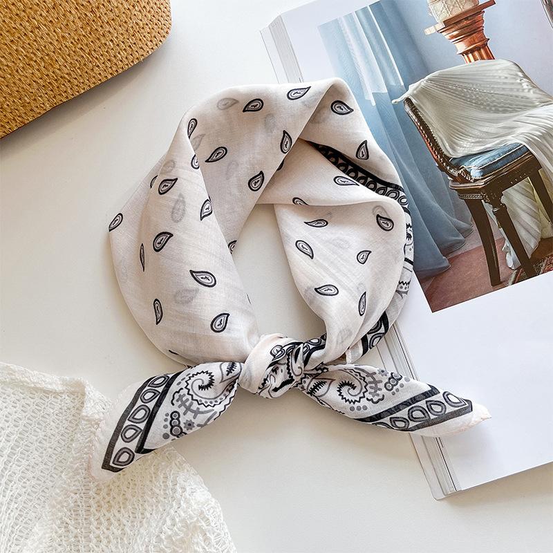 Summer Thin Silk Cotton Silk Scarf Women's 1116 Korean Version Fashion Cashew Silk Scarf Square Scarf 11 Small Silk Scarf
