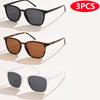3pcs Fashion Small Women Square Frame Sunglasses Multi Color Sun Glasses Female Oculos Y2K Retro Gradient Trendy Shades UV400
