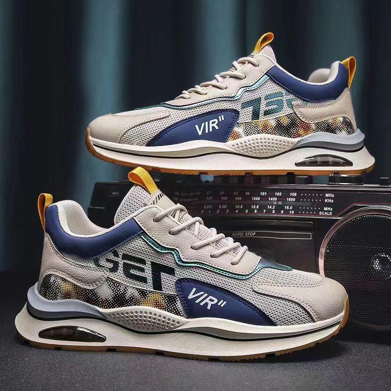 

Мужская обувь спортивная и для отдыха воздушная подушка весна и лето новая сетчатая дышащая вставка студенческая мягкая подошва плоская подошва для бега путешествий 44 бежевый