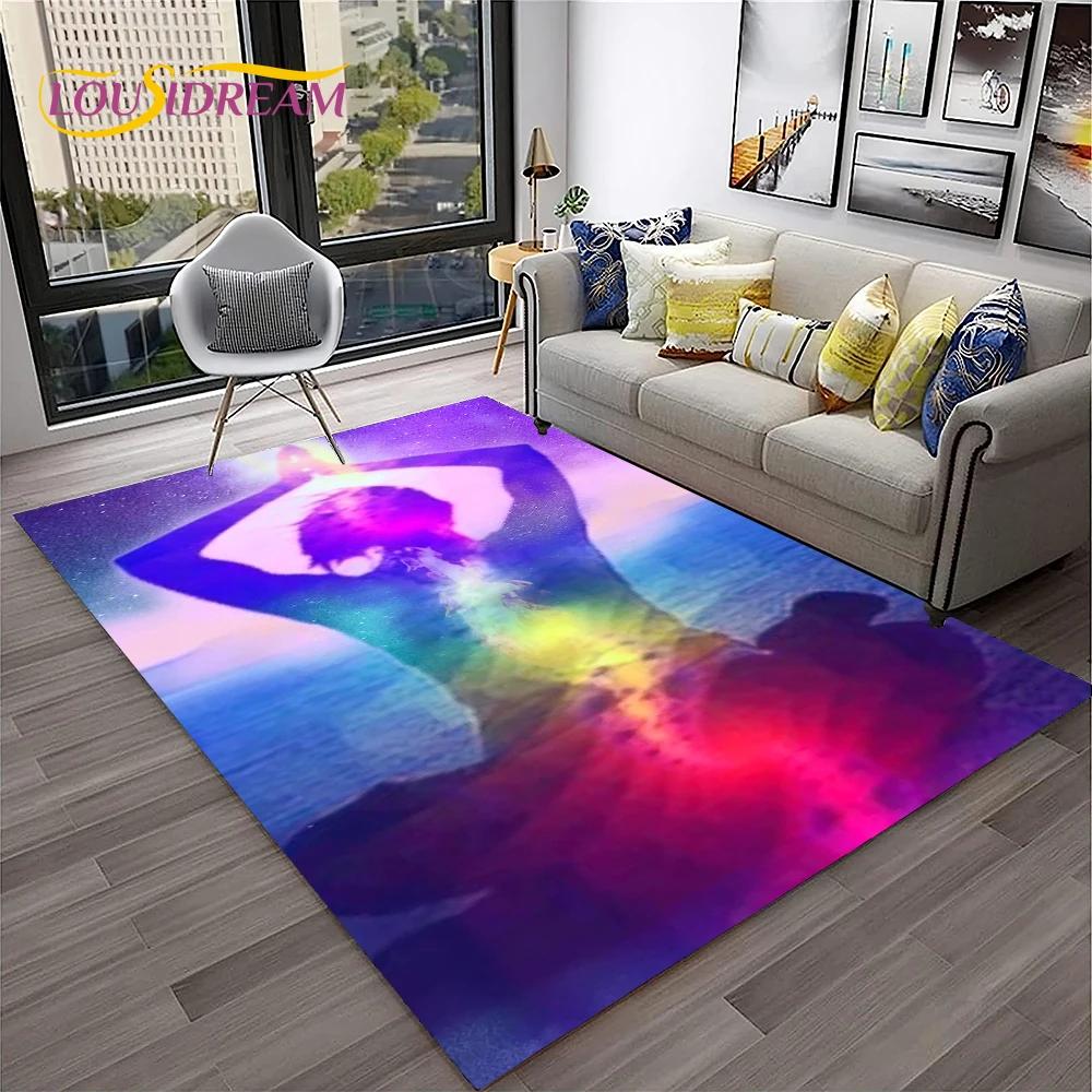 Naturalize Yoga Meditatie Regenboog 7 Chakra Zacht Tapijt Kleed voor Huis Woonkamer Slaapkamer Bank Deurmat Decor, Antislip Vloermat