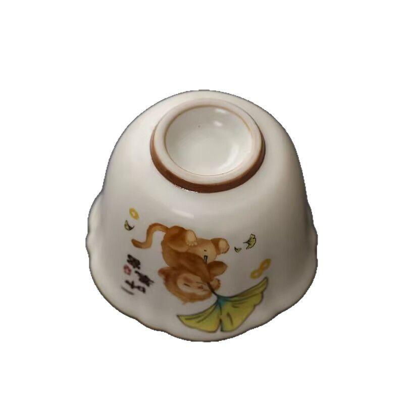 Beige Ru Kiln Kung Fu Tea Set Tea Cup Master Cup Single Cup Female Open Film Can Raise Tea Cup Single Ceramic Large