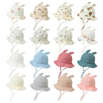 Nuovo Cappellino da Neonato in Mussola Estivo Accessori per Neonati Cappellini in Cotone per Bambine Bambini Cappelli a Secchiello per Bambino Protezione Solare 3-12M