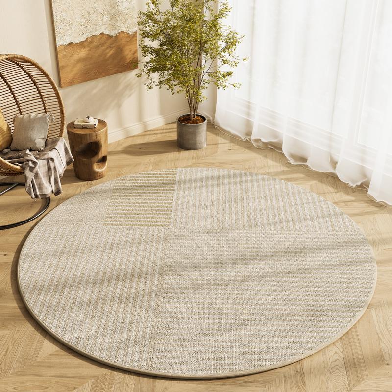 Modern Style Bedroom Decor Round Carpet Minimalist Line Carpets for Living Room Washable Lounge Soft Carpet Anti-slip Study Rug
