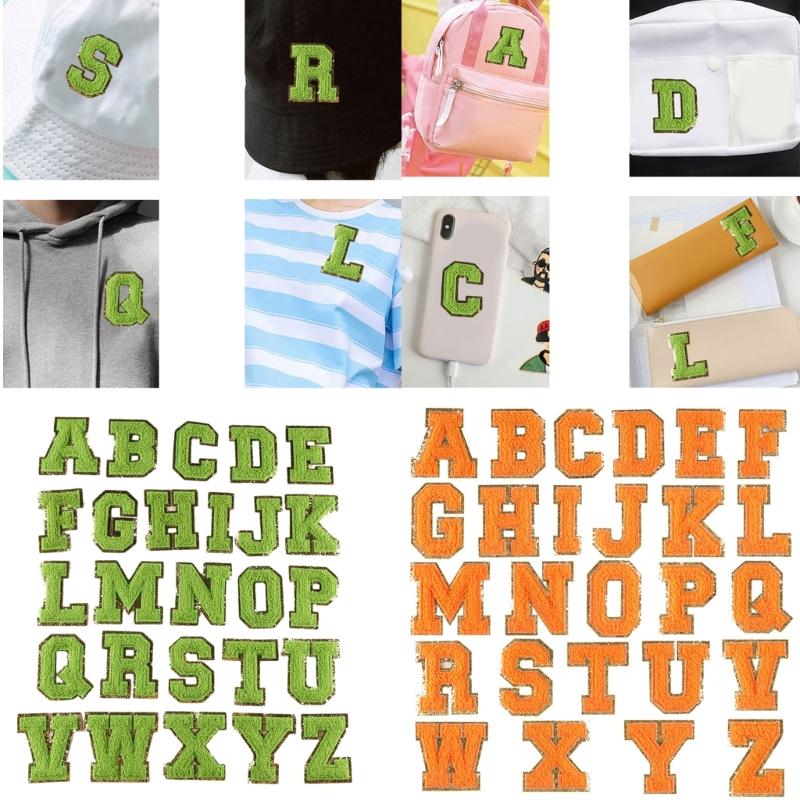 26Pieces Embroidered Letter Sew On Patches Embroidery Applique Letter Sew On Yarn Patches for Clothing Jeans Jackets