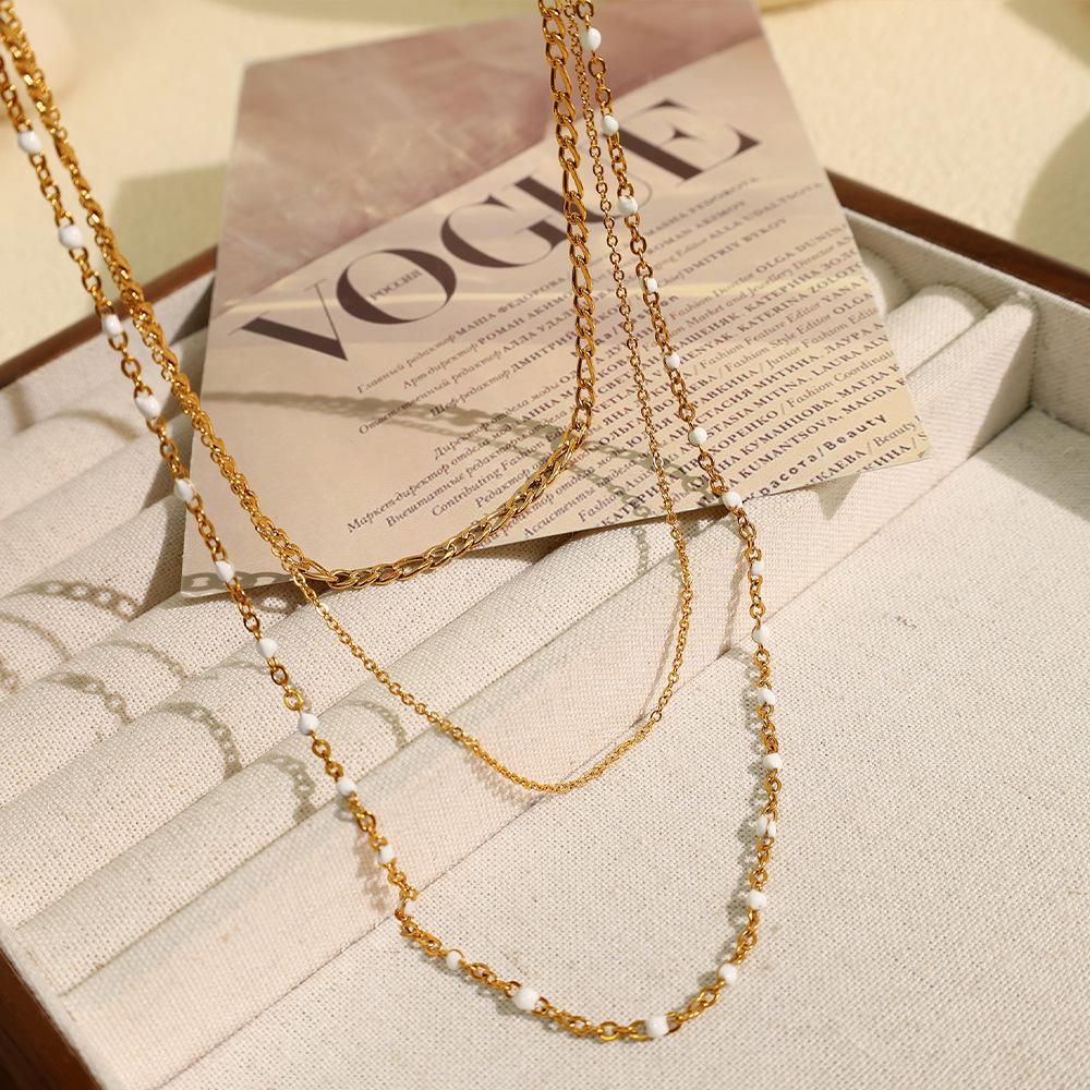 European and American ins wind-plated 18k gold three-layer versatile titanium steel non-fading jewelry