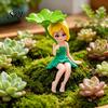 Fairy Garden Decor Miniature Figurines Little Girls Ornaments with Lotus Leaf for Small Decoration Flower Pot Moss Landscapes Home Desk Shelf Car