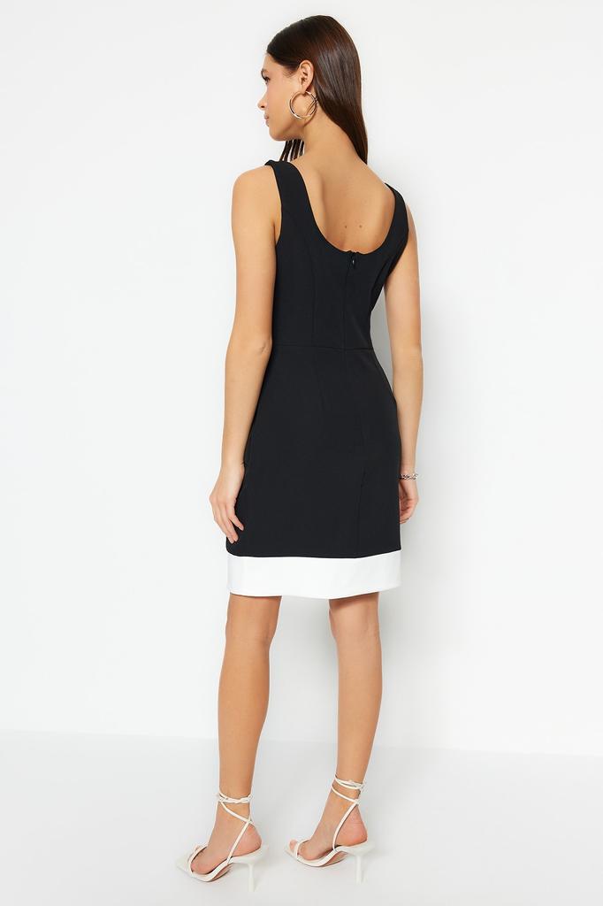 Women's Fashion Casual Sleeveless Mini Multicolor Tulle Fitted Body-Fitting Mini Gathered Zero Sleeve Flexible Knitted Dress