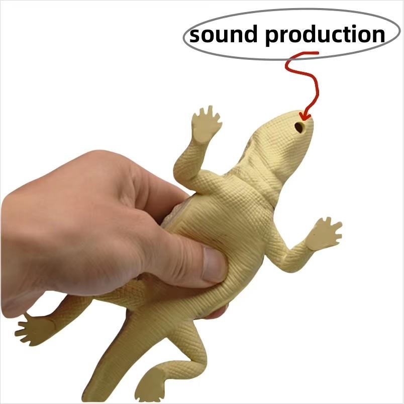 1PCS Soft Rubber Lizard Toy Realistic Squeak Simulation Reptile Sensory Play Prank Prop Cognitive Learning Desktop Decoration