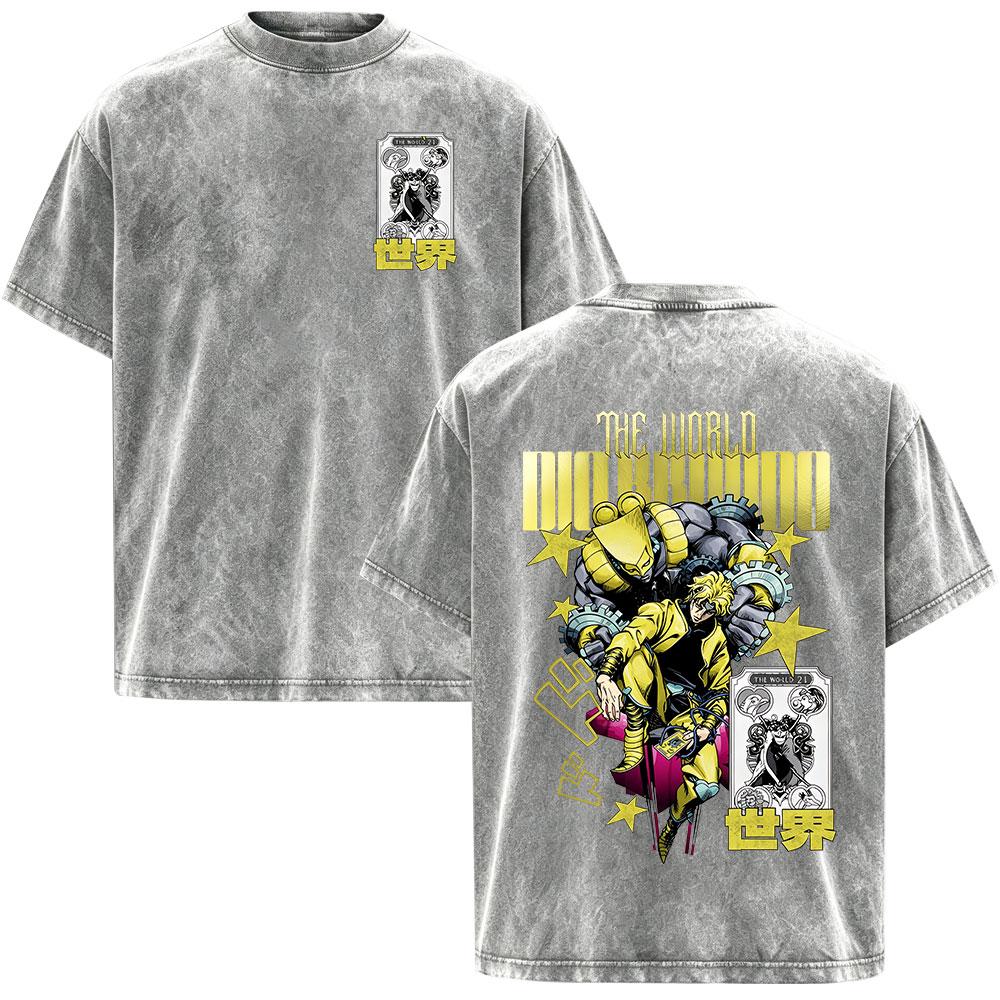 Anime JoJo Bizarre Adventure STEEL BALL RUN Johnny Joestar Magliette Vintage Lavate Uomo Donna Manica Corta Oversize Magliette
