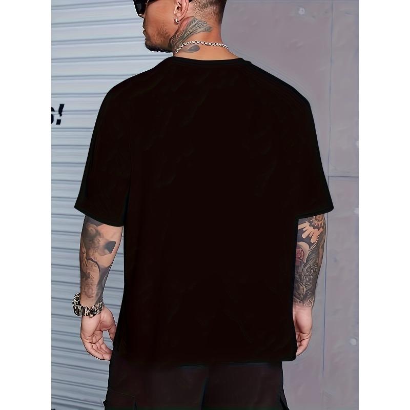 European sizes Men's Slogan Graphic Print T-shirt For Summer, Men's Clothing Crew Neck Loose Tee Tops For Men