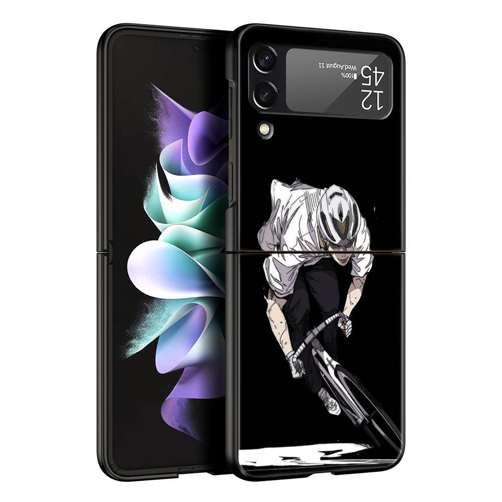 Mountain Bike Cycling Art Phone Case For Samsung Galaxy Z Flip3 Flip4 Flip5 PC Shell For Z Flip 3 4 5 Black Hard Folding Cover