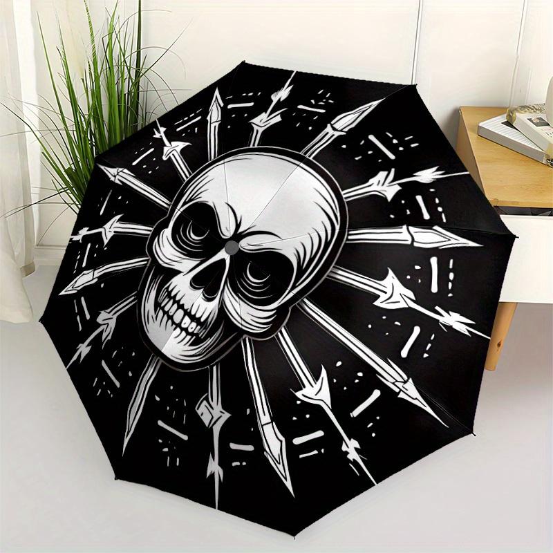 1pc Skull Automatic Open/Close Umbrella, Ideal Fan Gift for Birthday, Christmas, Trendy Fashion yy250828034
