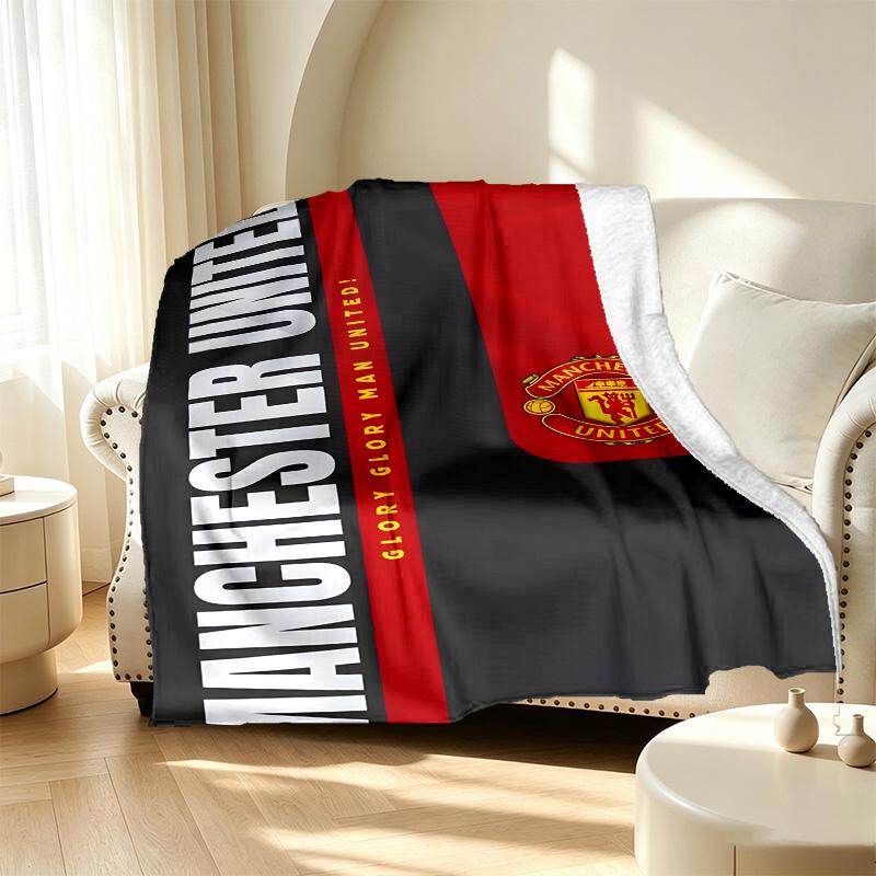 Football United F.C Pattern Blanket for Home Decoration, Bed, Sofa, Car Travel, Camping, Suitable for All Seasons, Birthday Christmas Gift