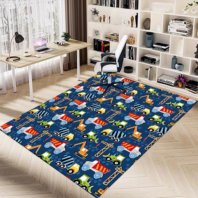 1PC Construction Vehicles Extra Large Non-Slip Floor Carpet, Office, Family, Bedroom, Studio - Large Area Rug Indoor Rugs, Vibrant Colors-W305