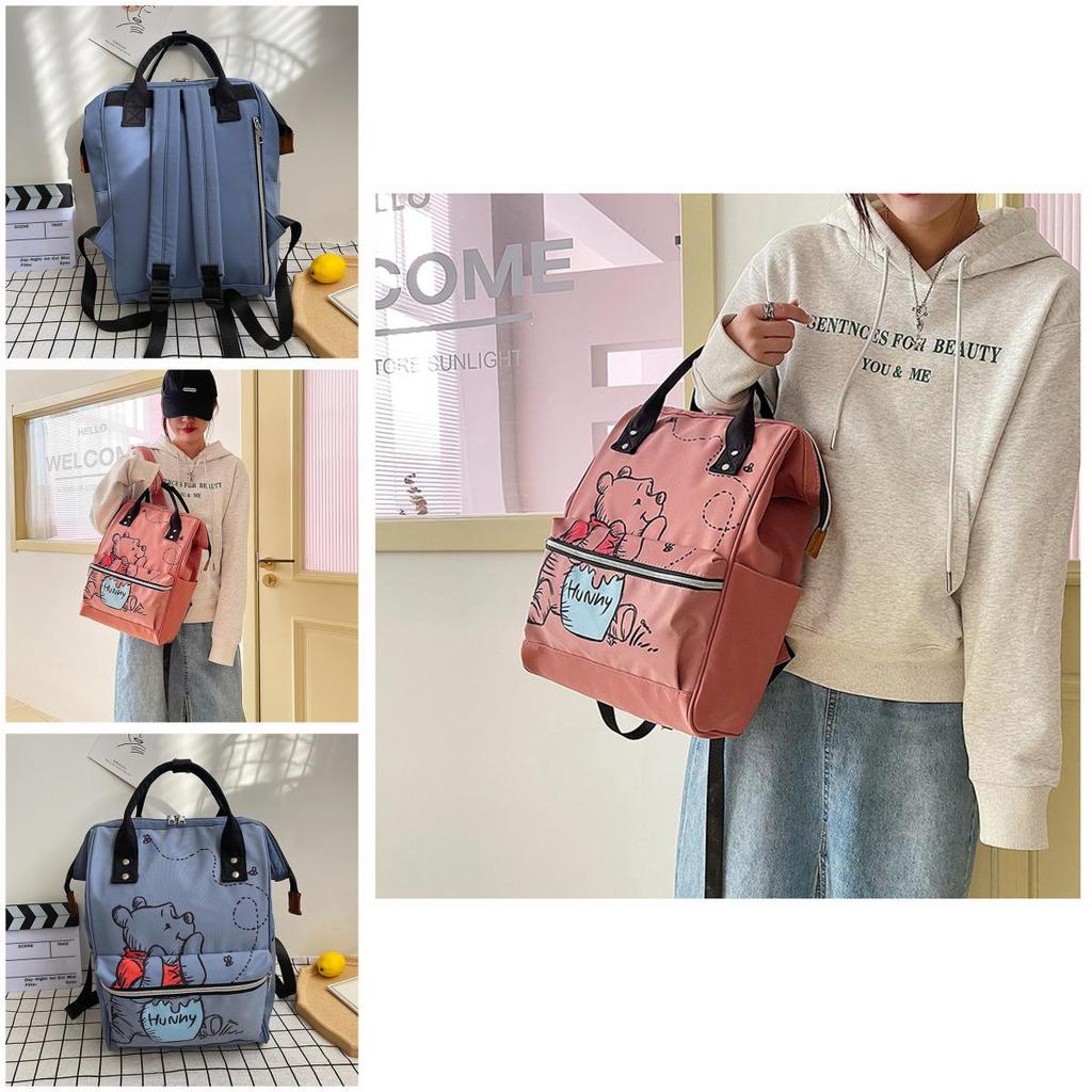 Pooh Bear Mommy Bag Printed Backpack For Mothers And Babies Large Capacity Travel Backpack