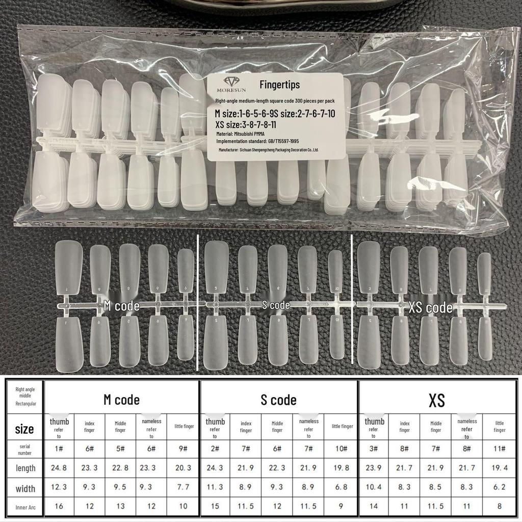 Traceless Ultra-Thin Frosted Square Nail Tips - New Chinese Style