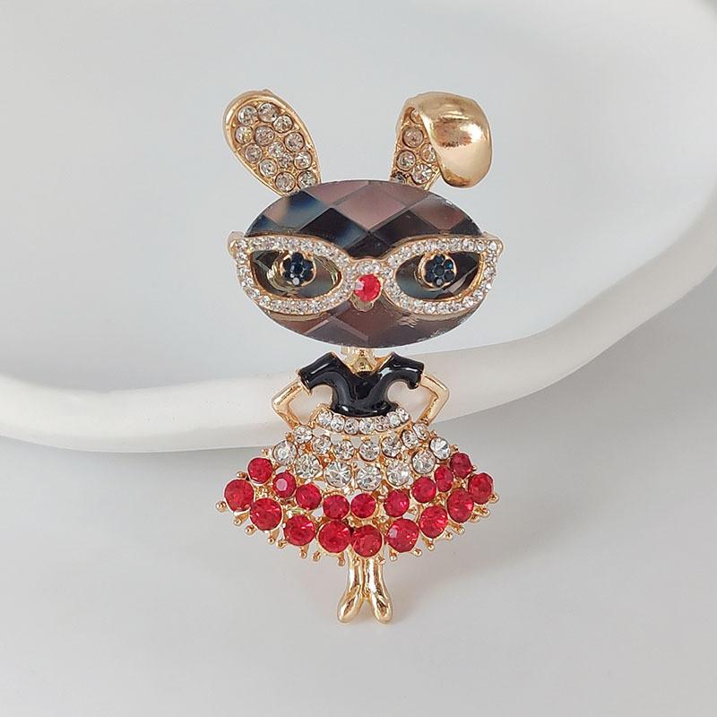 Animal Brooch Retro Style Alloy Modern Cartoon Glasses Bunny Cute Jewelry For Women