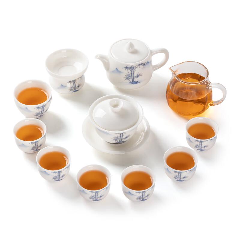 Jinxiangyu Nordic Bamboo 11-Piece Ceramic Tea Set