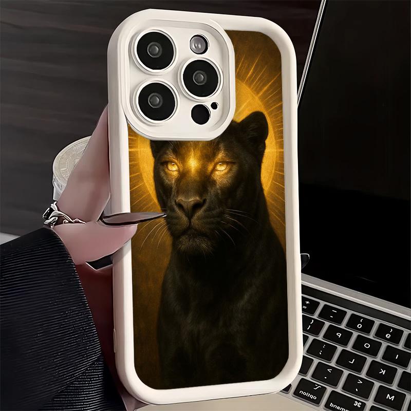 Phone Case for iPhone 17 Air 16E 15 16 Pro Max Black Panther Cool Animal Cover 14 Plus 13 12 Mini Soft Shell Silicone Fundas
