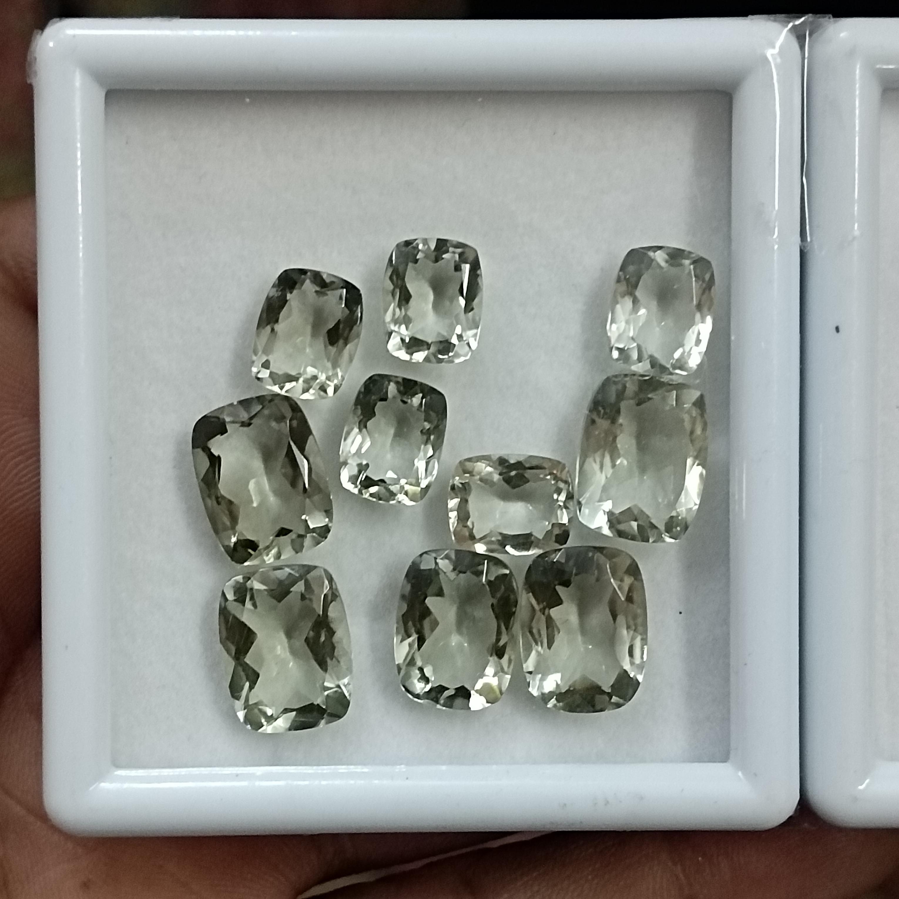 Loose Faceted Long Cushion Natural Green Amethyst Gemstone, Healing gemstone Lot. Amethyst Cushion